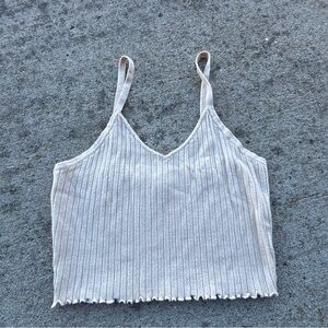 Sky and Sparrow Beige Ribbed Cropped Camisole